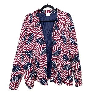 Tapestry‎ USA American Flag Windbreaker Jacket Red White & Blue 3X